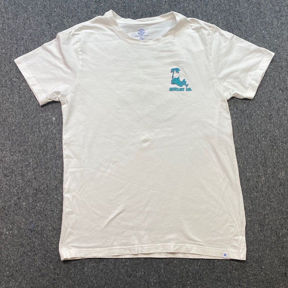 Hurley Relax In The Sunshine Graphic Shirt Sz L Mens White Skater Beach Surf Tee